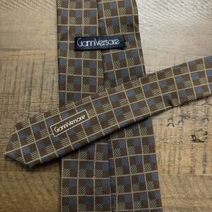 Vtg Rare Gianni Versace Brown Geometric 100% Silk Tie Collector